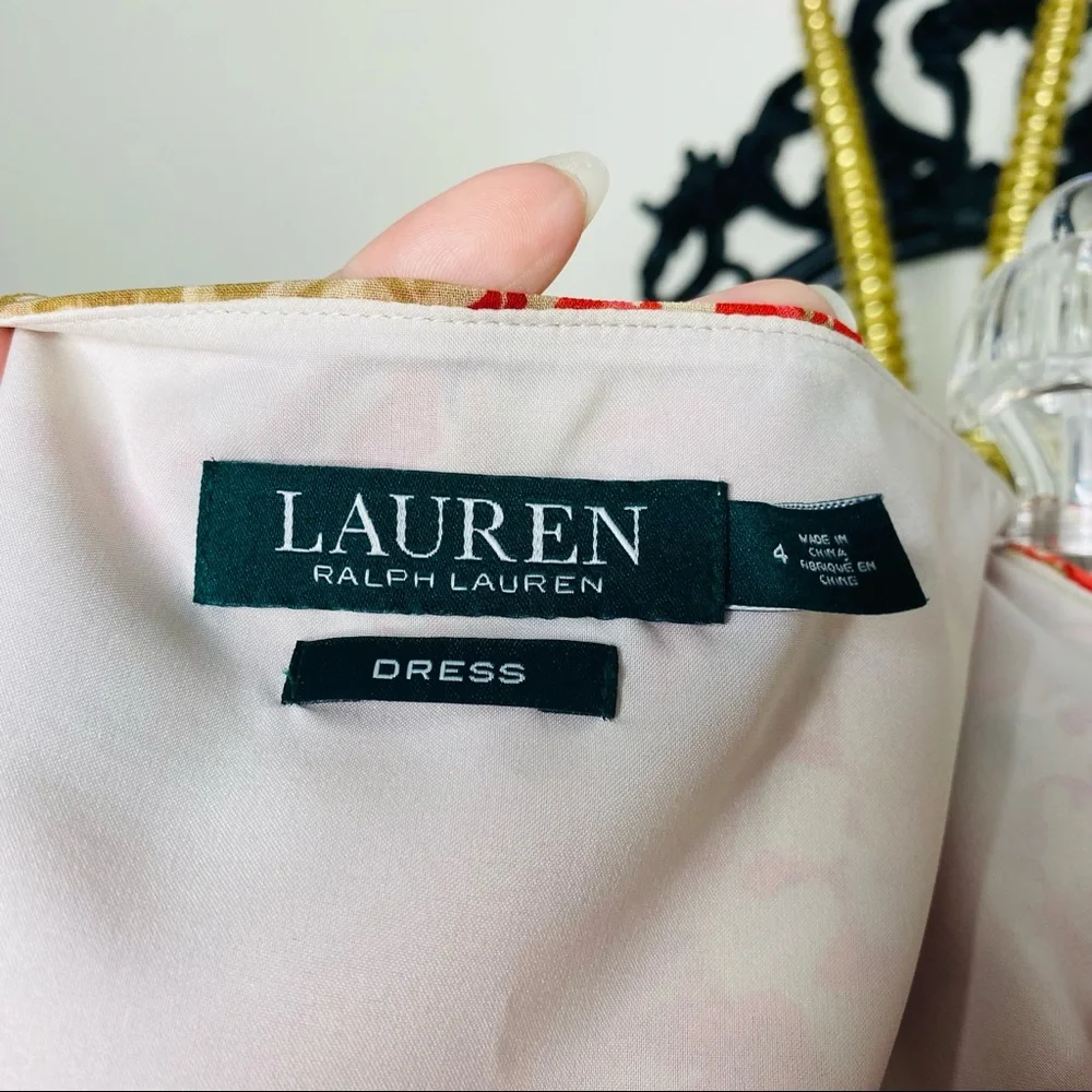 Lauren by Ralph Lauren Coral & Tan Floral Print Dress - Picture 6 of 6